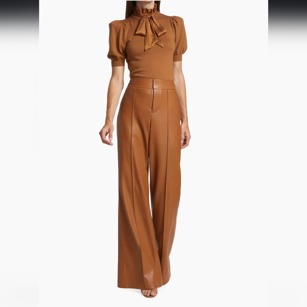 Alice and Olivia Camel Faux Leather Pants Sz 4